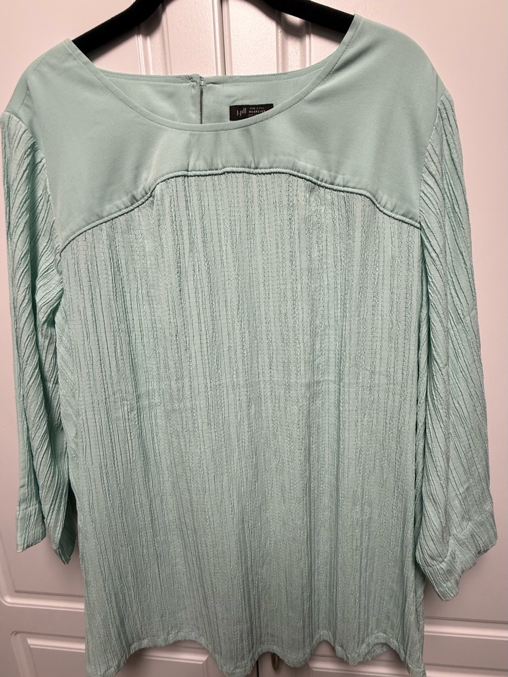 J. Jill Mint Aqua Textured Long Sleeve Blouse